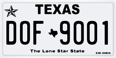 TX license plate DOF9001