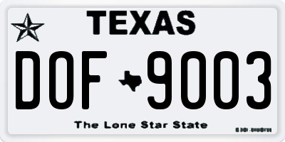 TX license plate DOF9003