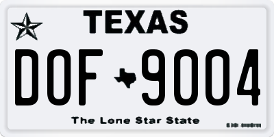 TX license plate DOF9004