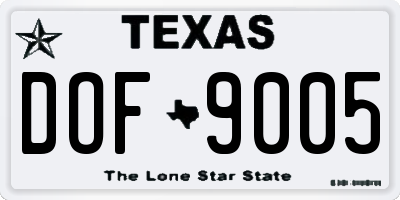 TX license plate DOF9005