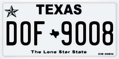 TX license plate DOF9008