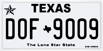 TX license plate DOF9009