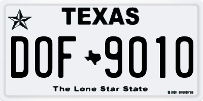 TX license plate DOF9010