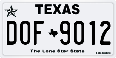TX license plate DOF9012