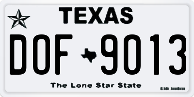 TX license plate DOF9013