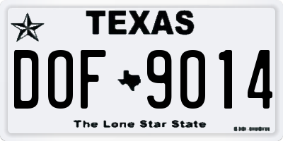 TX license plate DOF9014
