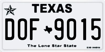 TX license plate DOF9015