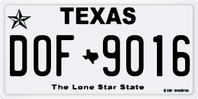 TX license plate DOF9016