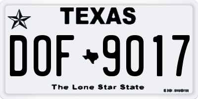 TX license plate DOF9017