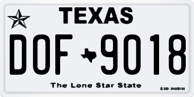 TX license plate DOF9018
