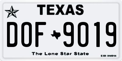TX license plate DOF9019