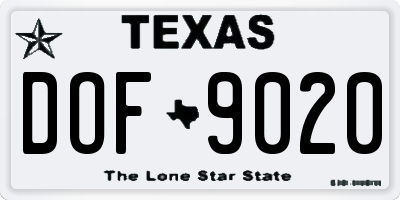 TX license plate DOF9020