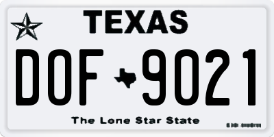 TX license plate DOF9021