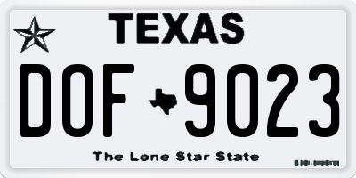 TX license plate DOF9023