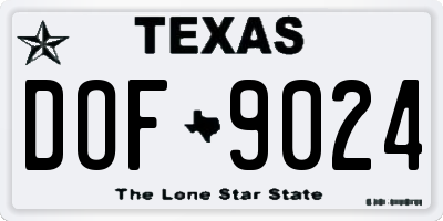 TX license plate DOF9024