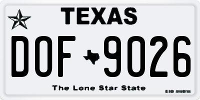 TX license plate DOF9026