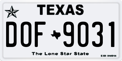 TX license plate DOF9031
