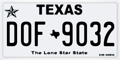 TX license plate DOF9032