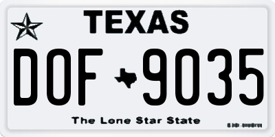 TX license plate DOF9035