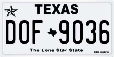 TX license plate DOF9036