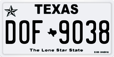 TX license plate DOF9038