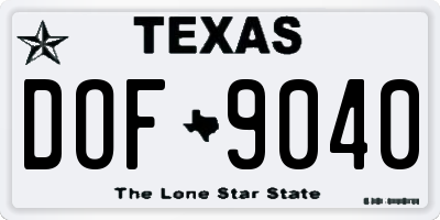 TX license plate DOF9040