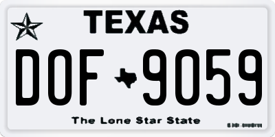 TX license plate DOF9059
