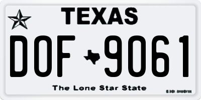 TX license plate DOF9061