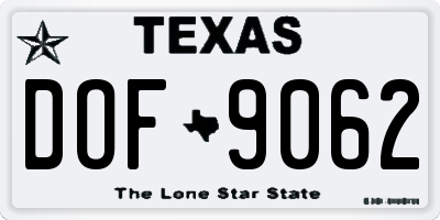TX license plate DOF9062
