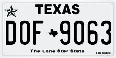 TX license plate DOF9063