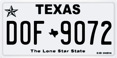 TX license plate DOF9072