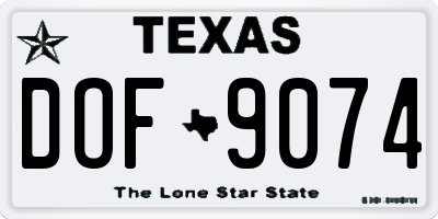 TX license plate DOF9074