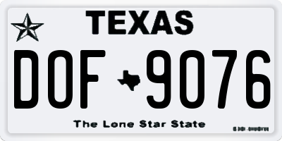 TX license plate DOF9076