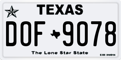 TX license plate DOF9078