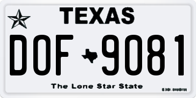 TX license plate DOF9081