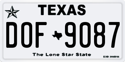TX license plate DOF9087