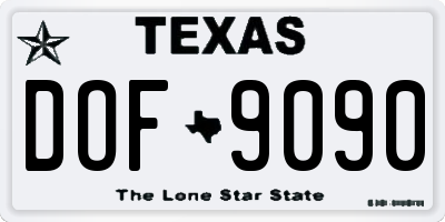 TX license plate DOF9090