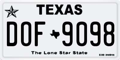 TX license plate DOF9098