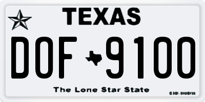 TX license plate DOF9100