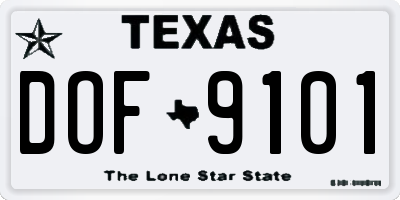 TX license plate DOF9101
