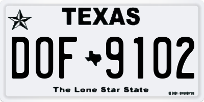 TX license plate DOF9102