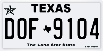 TX license plate DOF9104