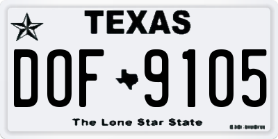 TX license plate DOF9105