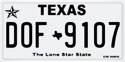 TX license plate DOF9107