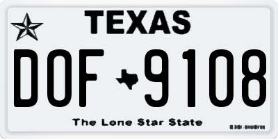 TX license plate DOF9108