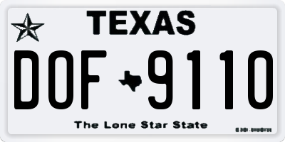 TX license plate DOF9110