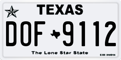 TX license plate DOF9112