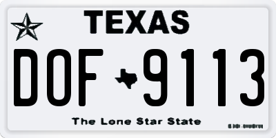 TX license plate DOF9113