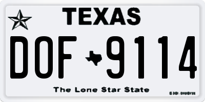 TX license plate DOF9114