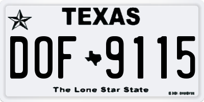 TX license plate DOF9115